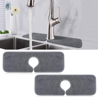PoYang 2 Pack Faucet Mat for Kitchen Sink Splash Guard Short: Super Absorbent