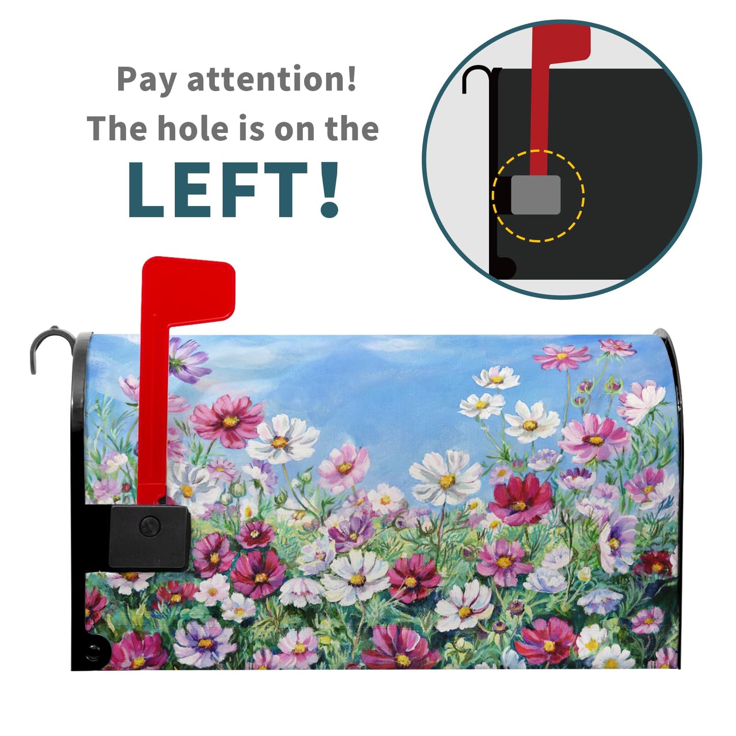 Spring Summer Flowers Welcome Mailbox Cover Magnetic Large Size 25.5"x21" Wildflowers Mailbox Wraps Waterproof Summer Floral Post Box Cover Decorative for Garden Home Yard Outside