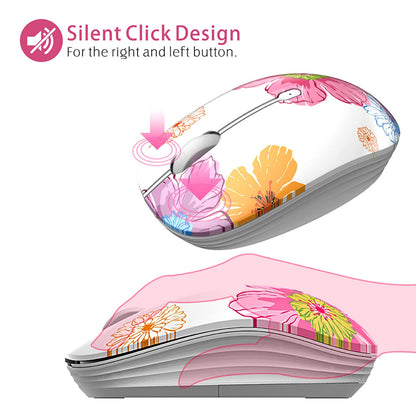 TENMOS M101 Wireless Mouse Cute Silent Computer Mice with USB Receiver, 2.4G Optical Wireless Travel Mouse 1600 DPI for Laptop, Notebook, PC, Computer (Butterfly)