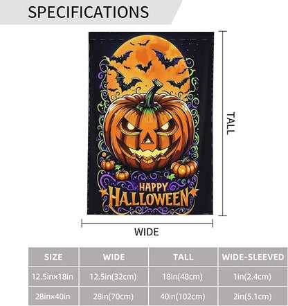 Halloween Scary Pumpkin Garden Flag for Fall Festival Porch Patio Farmhouse Outdoor Yard Decoration Vertical Double Sided Burlap 12.5 x 18 Inch