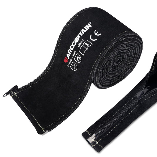 ARCCAPTAIN TIG Welding Torch Cable Cover, MIG Plasma Tig Torch Cover Resistant Leather with Zipper 3.7M (12FT) Length