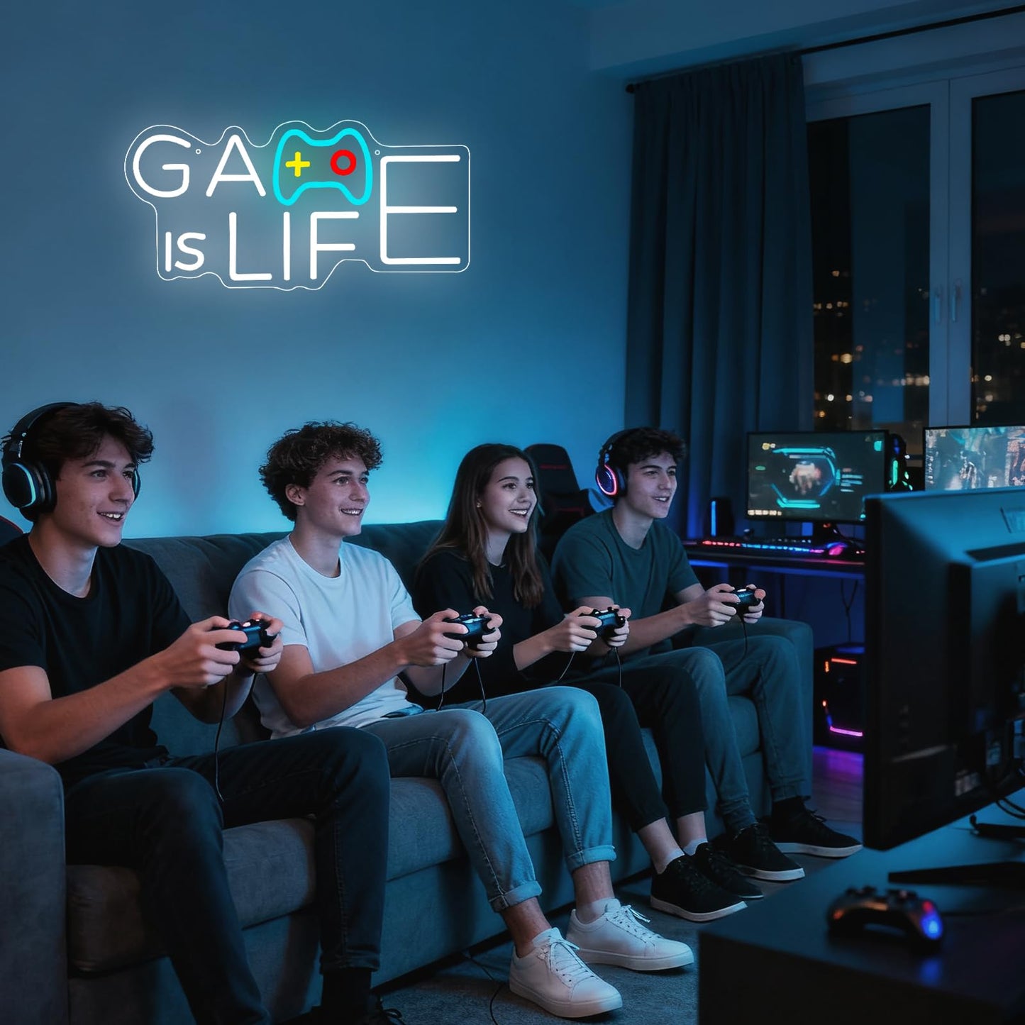 Game is Life Neon Sign for Game Room Wall Decor, Dimmable Led Neon Light for Gaming Zone Man Cave Bedroom Club Wall Ddecoration, Neon Signs Gift for Boys Girls