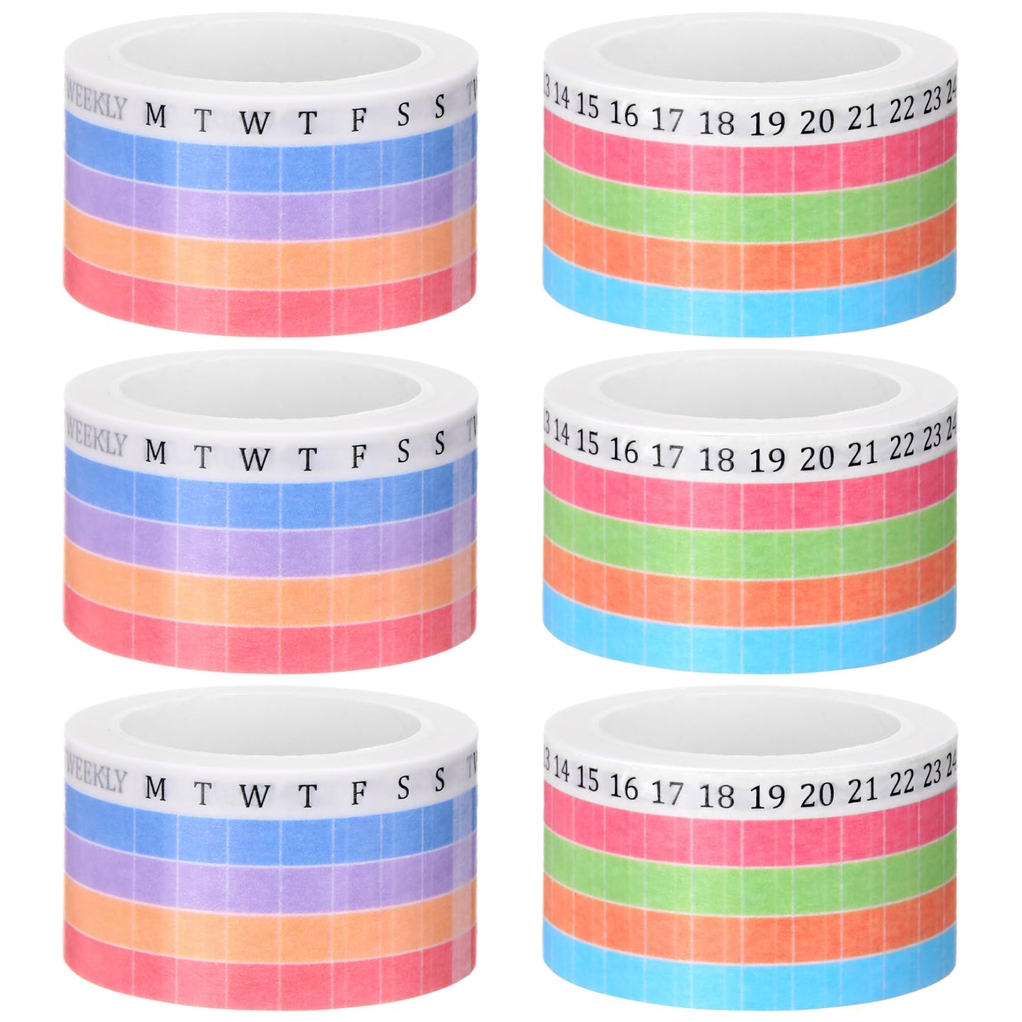 Epakh Habit Tracker Washi Tape Set, 6 Rolls Writable Calendar Planner Tapes with Day Week Number, Decorative Masking Tape for Journals Planners, Back to School Supplies for Students Teachers
