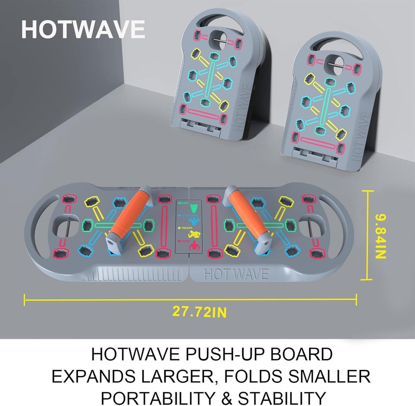 HOTWAVE Push Up Board, Push Up Board for Men, Foldable Pushup Board Home Gym Pushup Board with Handles Professional Strength Training Equipment for Men