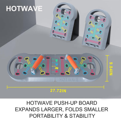HOTWAVE Push Up Board, Push Up Board for Men, Foldable Pushup Board Home Gym Pushup Board with Handles Professional Strength Training Equipment for Men