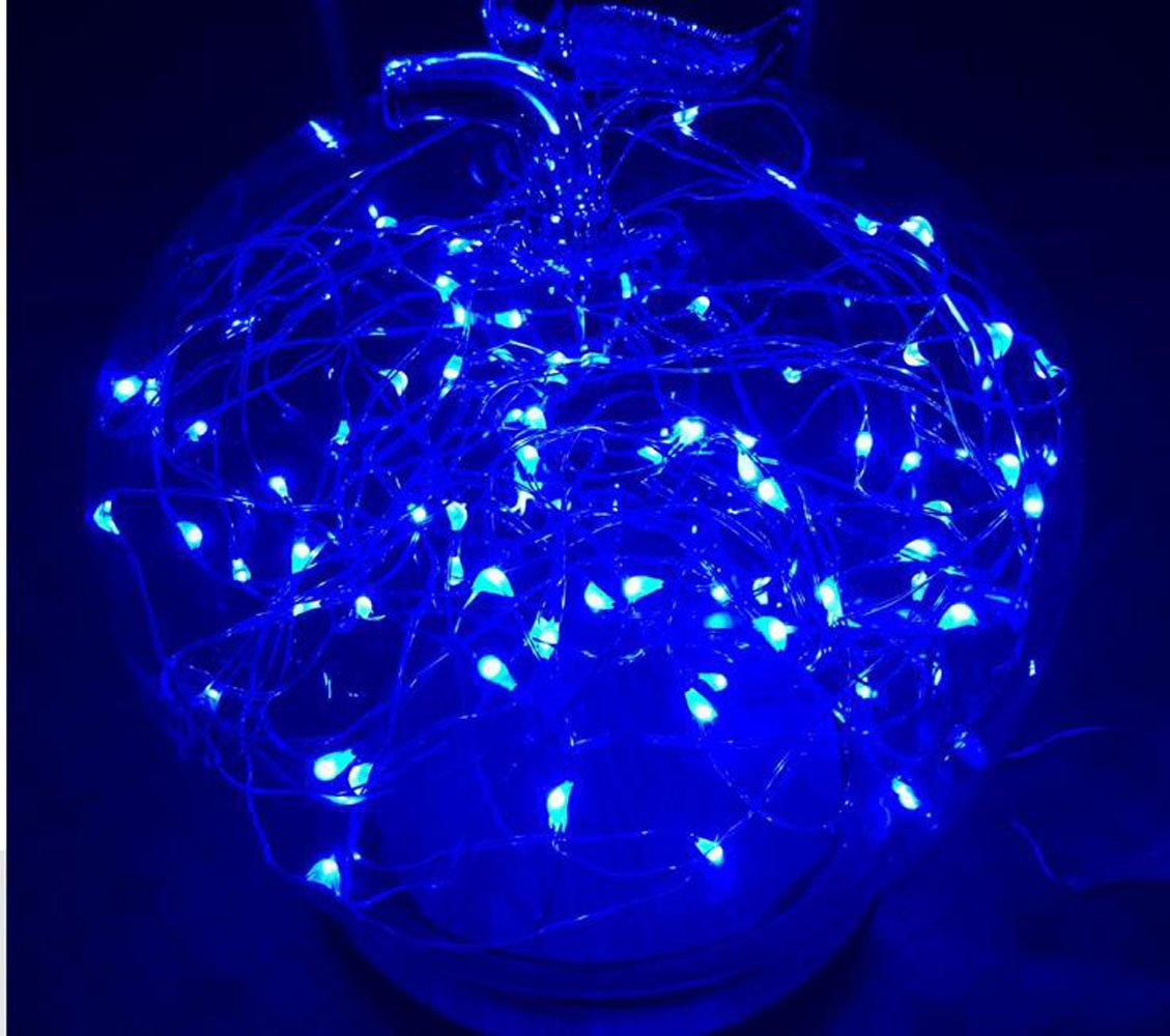LIIDA [10-Pack] LED String Lights, 6.6FT LED Moon Lights 20 Led Micro Lights On Silver Copper Wire (Batteries Include) for DIY Wedding Centerpiece, Table Decoration, Party (Blue)