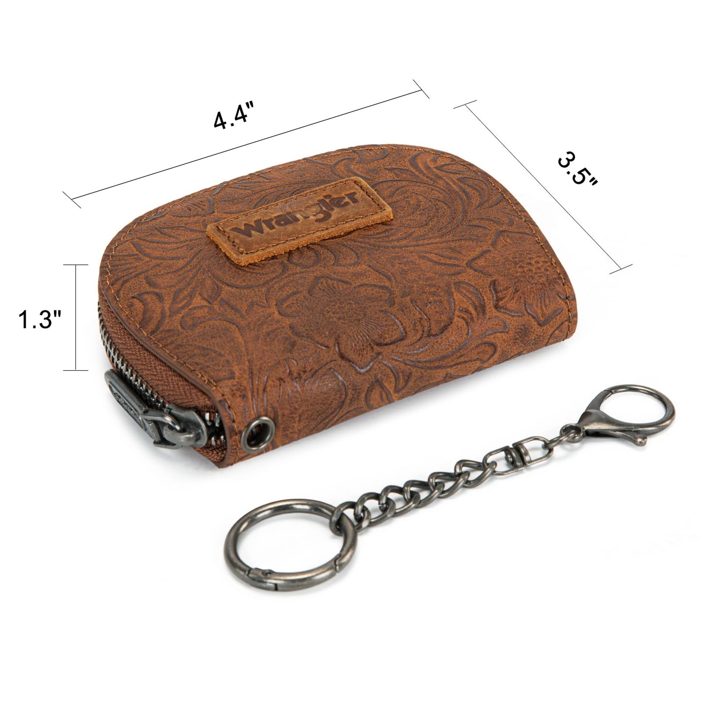 Montana West Wrangler Small Keychain Wallet for Women RFID Blocking Credit Card Holder Floral Tooling Coin Purse Brown WG338-W102-1BR