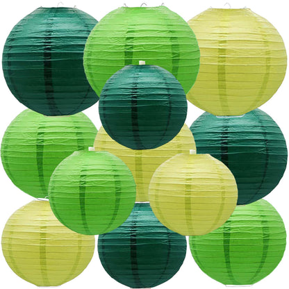 Green Paper Lanterns 12Pcs Hanging Chinese Lanterns for Wedding Birthday Baby Shower Christmas Graduation Anniversary Other Themed Bachelorette Decor DIY Activities
