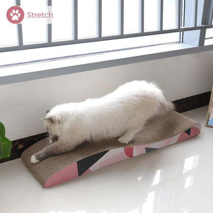 ComSaf Wave Curved Cat Scratching Pad, Foldable Cat Scratcher Cardboard, Corrugated Scratch Pad, Long Scratching Lounge Bed for Cat Kitten Kitty, Protecting Furniture, Reversible