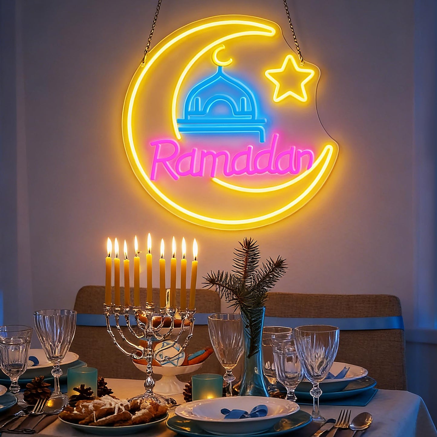 RumonZS Ramadan Kareem Neon Sign 15 in Eid Mubarak Neon Lights for Wall Decor Muslim Islamic Led Light Sign for Ramadan Mubarak Ramadan Kareem Sign Islamic Muslim Home Bedroom Party Decor Gift