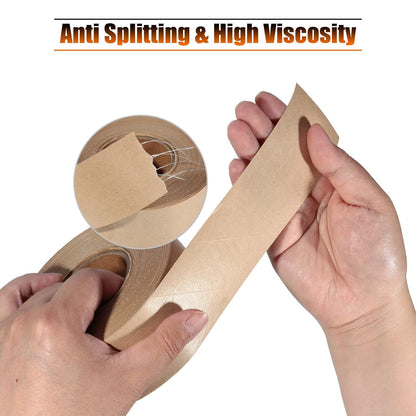 LLPT Kraft Paper Gummed Tape 1.97” x 110 Yards 1 Pack Reinforced Fiberglass Water Activated Kraft Tape Brown Packing Tape Heavy Duty for Mailing Shipping Sealing Boxes (PGB50110R01)