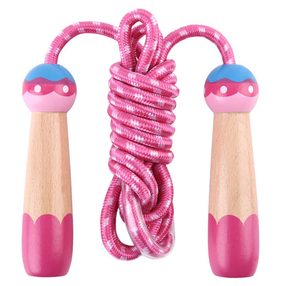 Jump Rope for Kids, Lorvain Adjustable Skipping Rope, Kids Jump Ropes with Wooden Handle for Girls Boys, Weighted Jumping Ropes for Fitness Workout Exercise Outdoor Fun Activity