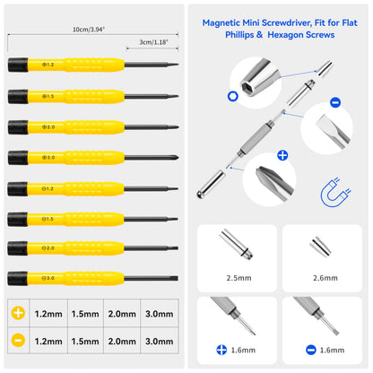 Upgraded All-in-One Magnetic Eyeglass Repair Tool Kit with Screws, Glasses Fixing Kit with Precision Screwdriver Set, Eyeglass Nose Pads and Tweezer for Travel, Gift, Christmas