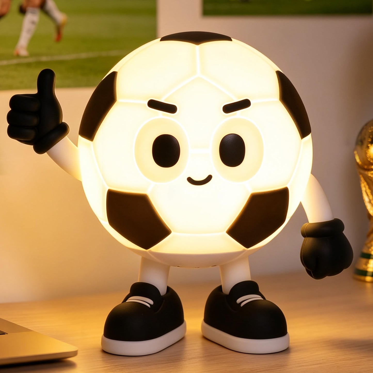 Okayera Soccer Night Light for Kids, Football Gifts for Teen Boy Man Sports Lover, Rechargeable Silicone Touch Light with Timer & Dimmable & Colar Change, Soft LED Lamp Nursery Bedroom Bedside Decor