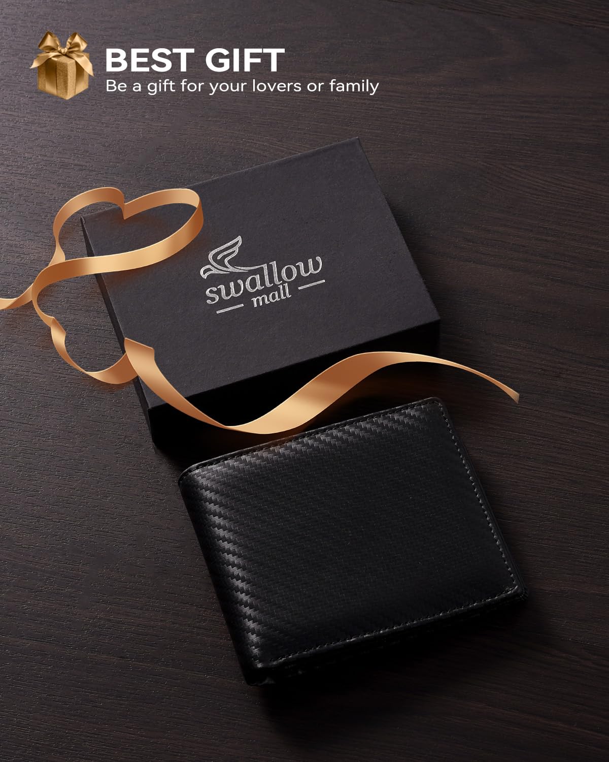 Swallowmall Mens Wallet Rfid Blocking Leather Wallet for Men Bifold Wallets with 1 ID Window 13 Card Holders