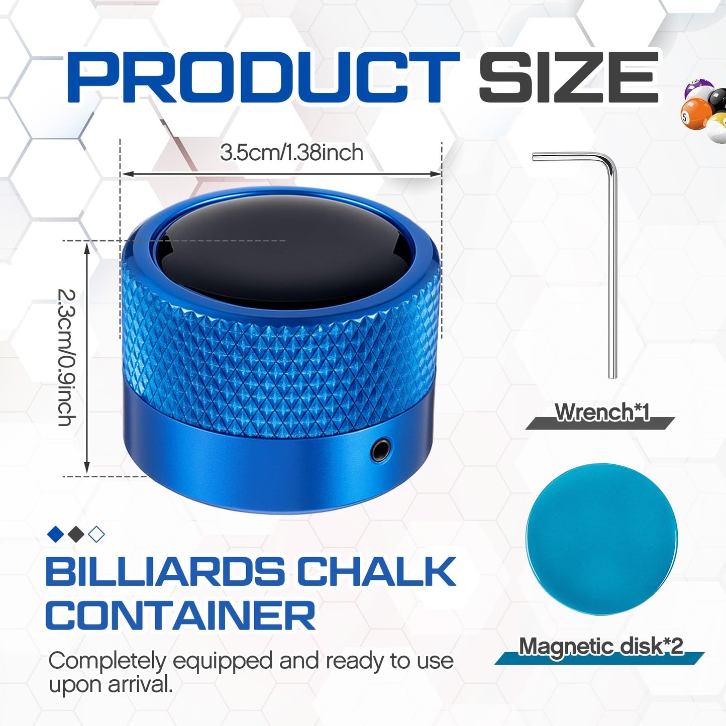 JolliLudo 1 Pcs Round Pool Chalk Holder Blue Magnetic Chalk Pool Billiards Accessories Portable Cue Head Tool Box Cubes Cases Container for Billiard Cue Tip Tool Table Snooker Practical Accessories