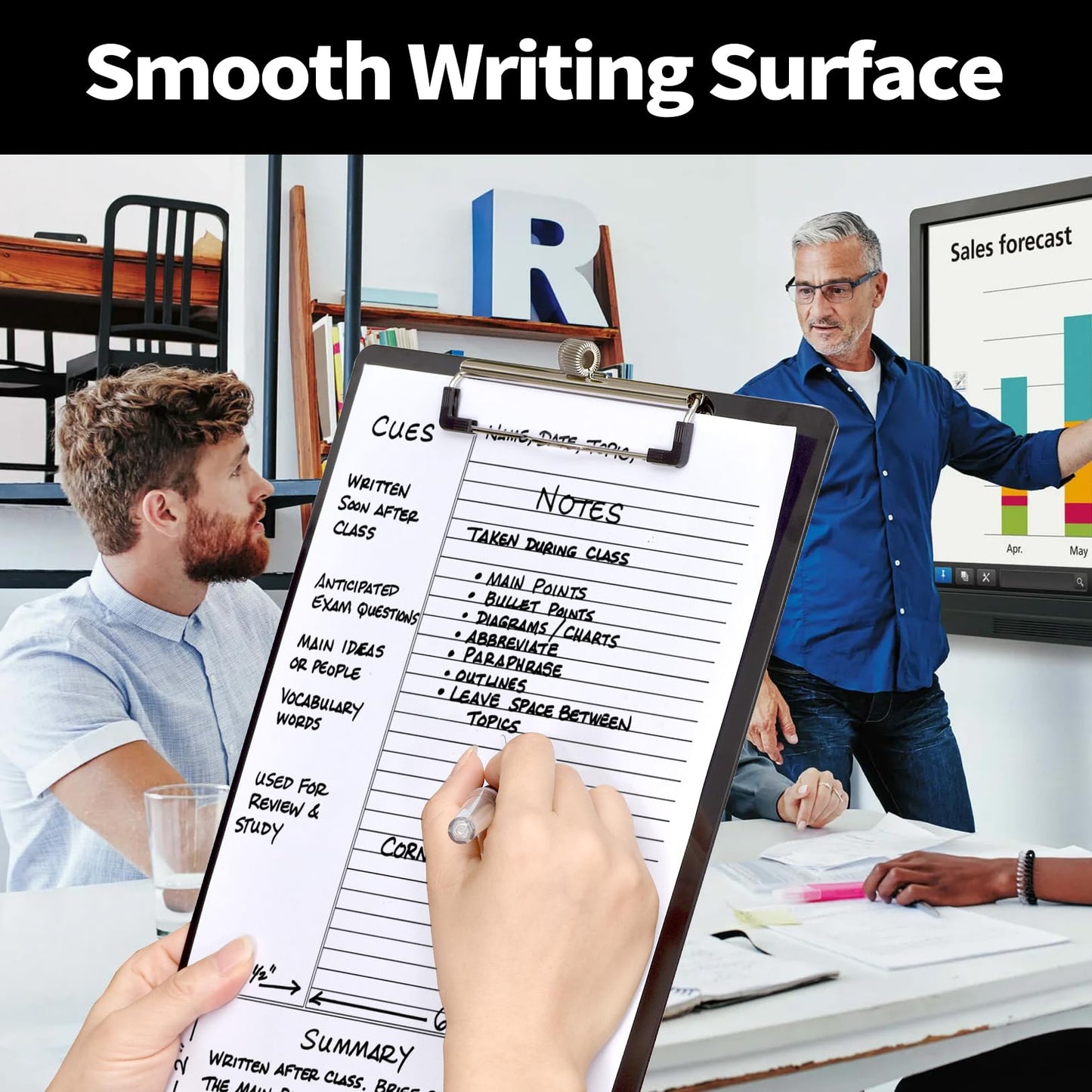 Sooez Plastic Clipboard with Pen Holder, [10% Thicker] Clip Boards 8.5x11 with Low Profile Clip, Cute Hanging Clipboard, Standard Letter Size A4 for Women Teacher, Office & School Supplies