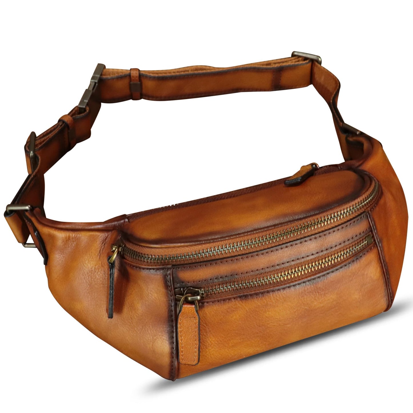 Genuine Leather Fanny Pack for Women and Men Vintage Real Leather Waist Bag Hip Bum Crossbody Sling Bags (Brown)