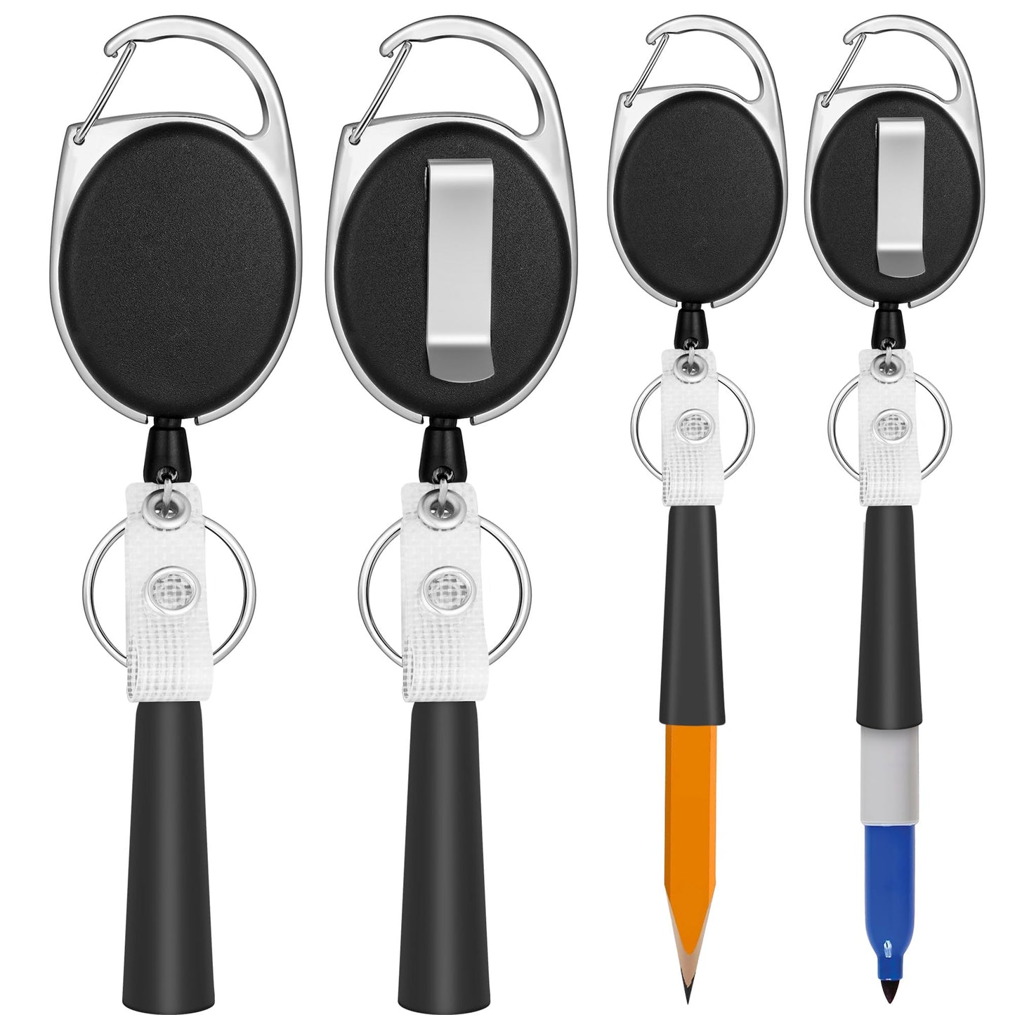 pasezenn 4 Pack Retractable Pen Holder with 31.5" Dyneema Cord, Elastic Silicone Retractable Pencil Holder Ideal for Carpenters,Nurses, Mechanics, Architects, Office Workers