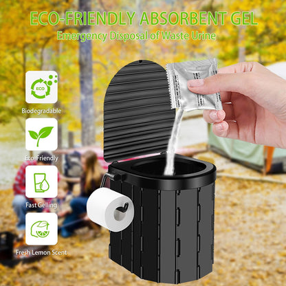 Portable Camping Toilet Kit with Pop-Up Privacy Tent, Washable Outdoor Shower and Changing Room, Includes Toilet Bags and Poo Gel