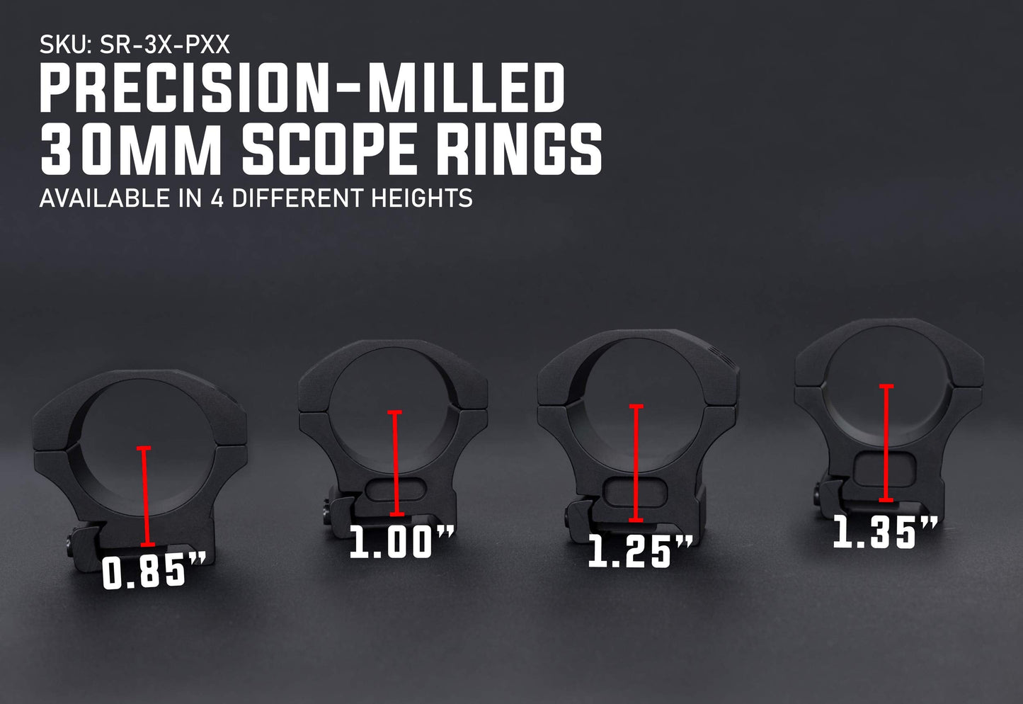 Monstrum Precision V2 Scope Rings with Picatinny Anti-Recoil Lugs | 30 mm Diameter | 1.00 inch Center Height