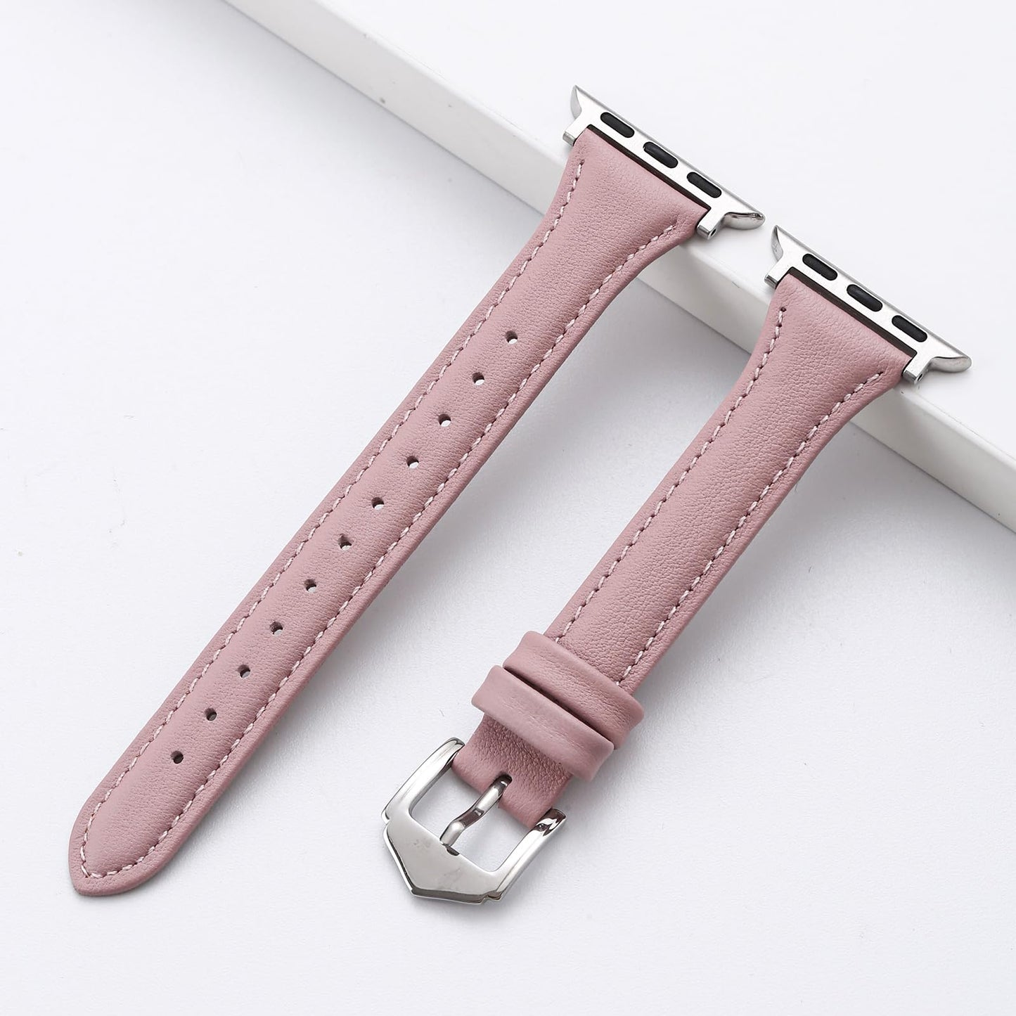 Slim Soft Genuine Leather Bands Compatible with Apple Watch Band 38mm 40mm 41mm 42mm for Women, Dressy Durable Leather Replacement Strap for iWatch SE1/2/3 11 10 9 8 7 6 5 4 3 2 1