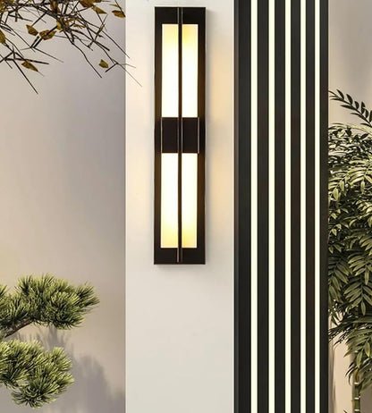 LED Outdoor Wall Lights Fixture Lamps. Modern Elegant Acrylic lampshade with Marble Texture, Aluminum Body. Exterior Black Sconce Wall Lantern IP65 Waterproof Anti Rust. (Modern LED Black 32''H, 18W)