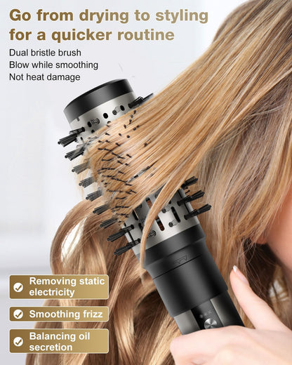 7MAGIC 6 in 1 Multi Hair Styler Dryer Brush, 110,000 RPM High-Speed, Negative Ionic, Fast Drying for Professional Blow Dry, Curling, Volumizing, Straightening and Styling, Gold