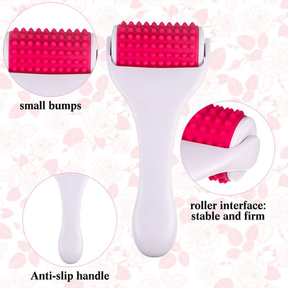 Tondiamo 2 Pcs Muscle Roller Gifts Stick Fascia Body Cellulite Face Muscle Massage Roller Manual Massage Tools for Relief Neck Arm Back Leg Body Deep Release(White,Silicone)