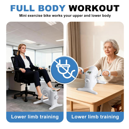 OSCILLATING SLIM Mini Exercise Bike & Under Desk Elliptical,Under Desk Bike Pedal Exerciser, for Seniors Arms & Legs Workout with LCD Display,Gifts for Women Men