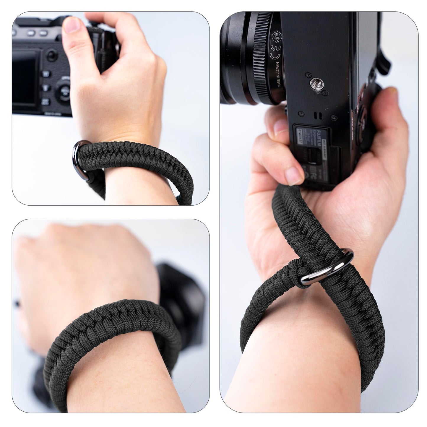 AQAREA Camera Wrist Strap for DSLR Mirrorless Camera, Quick Release Camera Hand Strap with Safer Connector（Black）