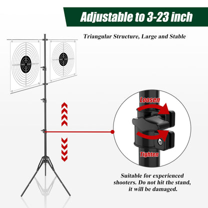 Ideagle Adjustable Target Stand for Shooting Range with 10pcs Paper Targets,Paper Target Stand for BB Gun, Airsoft and Shooting Practice