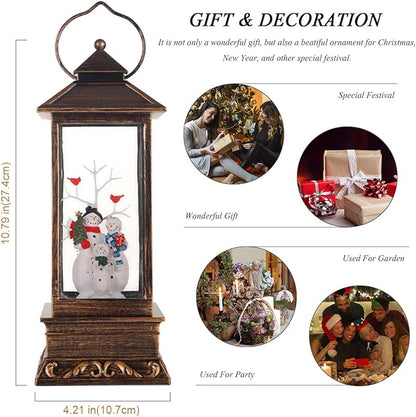 Christmas Lantern Musical Snow Globe, Lighted Christmas Snowman Water Snow Globe with Music Christmas Decoration and Gifts