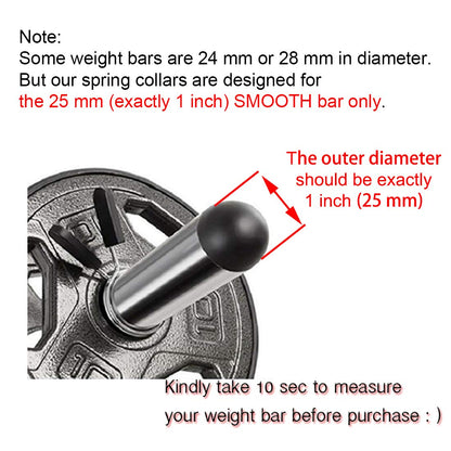 Lestino Spring Clip Collars, 1 inch (25 mm) for Smooth Dumbbell Handle or Standard Weightlifting Barbell (4 Pack)