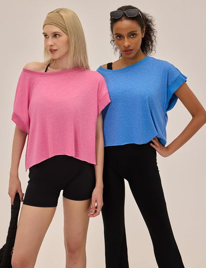 Open Back Workout Tops for Women - Loose Fit Athletic Crop Tee for Gym & Yoga | Short Sleeve