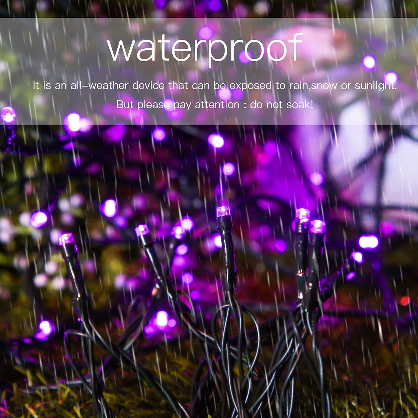 Solar String Lights for Outside, Purple Halloween Lights Outdoor Waterproof 2Pack Total 144ft 400 LED 8 Modes with Timer, IP44 Twinkle Lights for Party, Patio, Garden, Decor