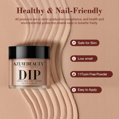AZUREBEAUTY 31 Pcs Dip Powder Nail Kit 20 Colors Glitter Nude Brown Pink White Gray Dip Powder Liquid Set with Top/Base Coat Activator for French Nails Art Manicure DIY Salon Women Valentine's Gift
