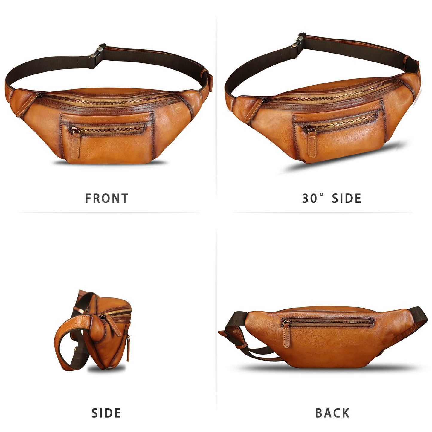 Genuine Leather Fanny Pack for Men and Women Vintage Handmade Leather Waist Bag Sling Bag Sling Backpack Purse Hip Crossbody Bag (Brown)