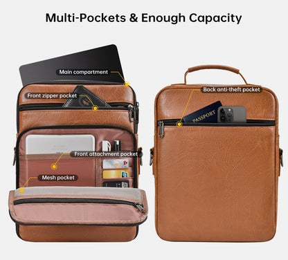 13 Inch Leather Laptop Bag for 2026 MacBook Neo A18 Pro A3404, 2026-2022 MacBook Air 13 M5 M4 M3, Protective Carrying Sleeve Travel Case with Accessory Pockets, Brown