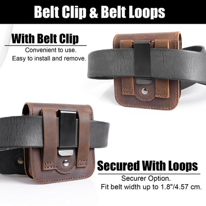 Topstache Leather Phone Holster for Samsung Galaxy Z Flip 6/5/4/3, Belt Clip Cell Phone Case for Motorola Razr Plus 2024/2023, Holster Belt Case Small Pouch for Motorola Razr 5G, Darkbrown