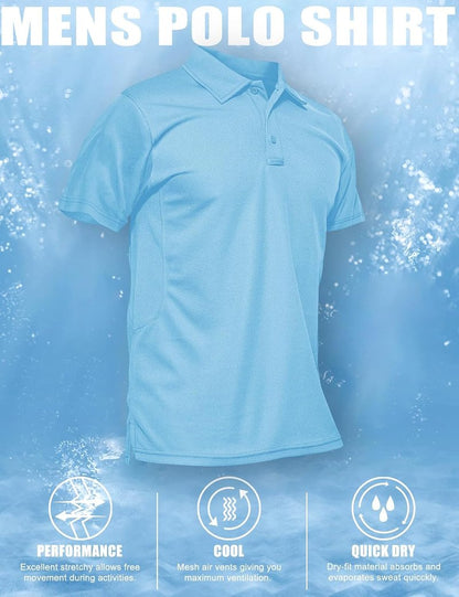MAGCOMSEN Men's Quick Dry Tactical Polo Shirt - Short Sleeve Pique Jersey for Golf & Outdoor Activities