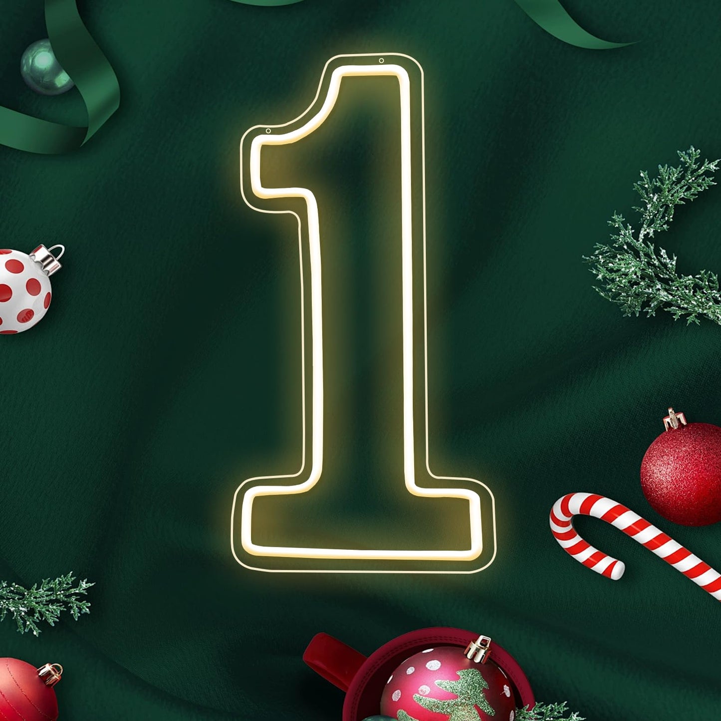 Number 1 Neon Sign 15.7" Birthday Led Sign Warm White Number One Light Up USB Powered Big Number Sign Light Up Neon Signs for Birthday Night Light Party Anniversary Wedding Christmas Home Bar Decor