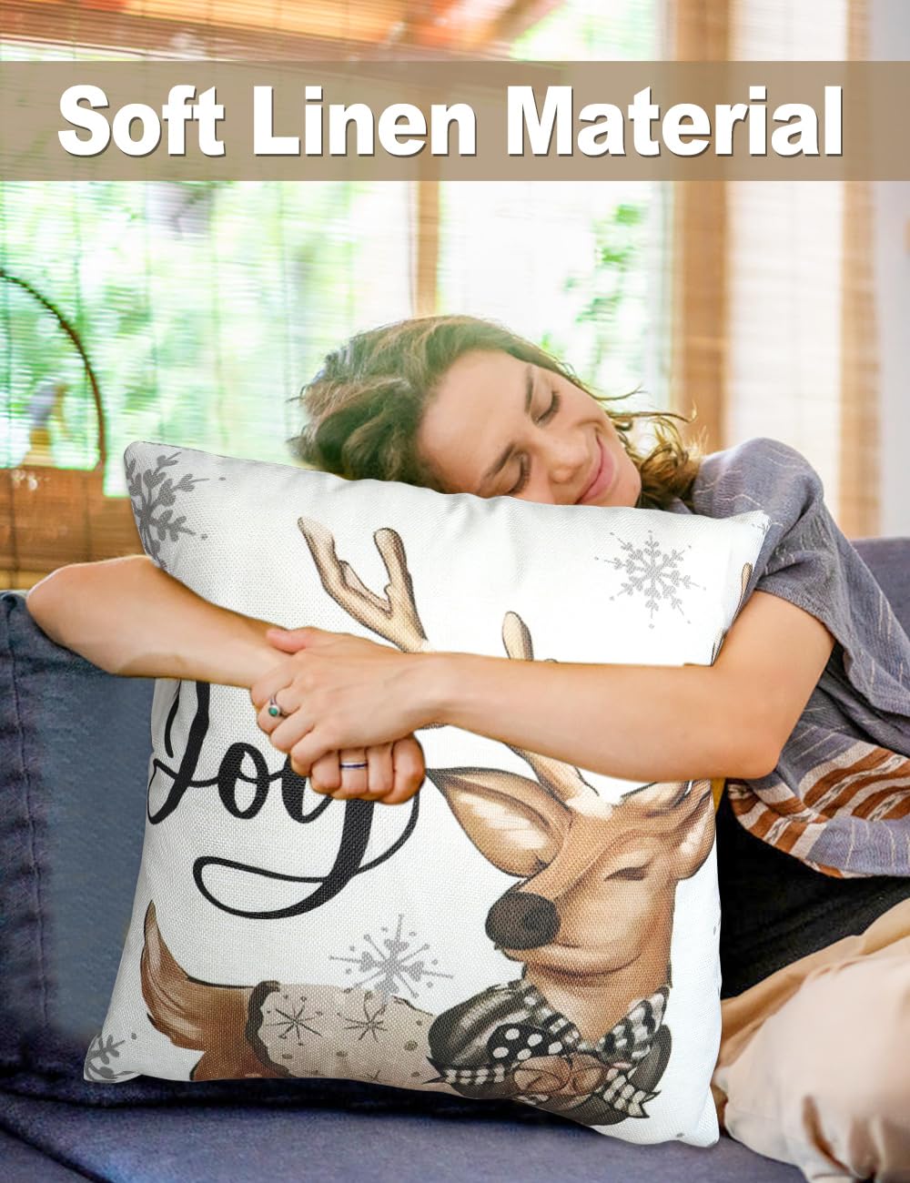 multiwins Christmas Decorations Set of 4 Double-Sided Print Christmas Pillow Covers 20" x 20", with 8 Cute Patterns, Throw Pillow Covers Perfect for Home Christmas Decor