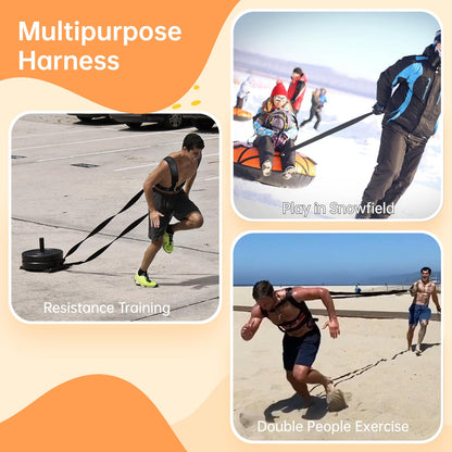 Sled Harness for Exercise, Physical Football Running Resistance Training Rope Kit Tire Pulling Harness Fitness Exercise Workout Assistance Equipment Trainer with Adjustable Padded Shoulder Strap