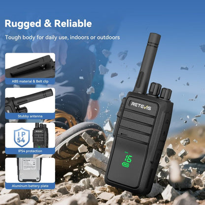 Retevis RT21H Walkie Talkies with Earpiece and Mic Set, 2 Way Radios Long Range, Hidden Display, Portable FRS Two-Way Radios for Oudtoor Hunting(2 Pack)