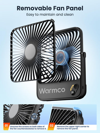 Warmco 10000mAh Portable Travel Fan 7-inch, [10-24H Runtime] Ultra-thin Digital Display Mini Desk Battery Operated Fan for Bedroom, Camping, Cruise Essentials 2025