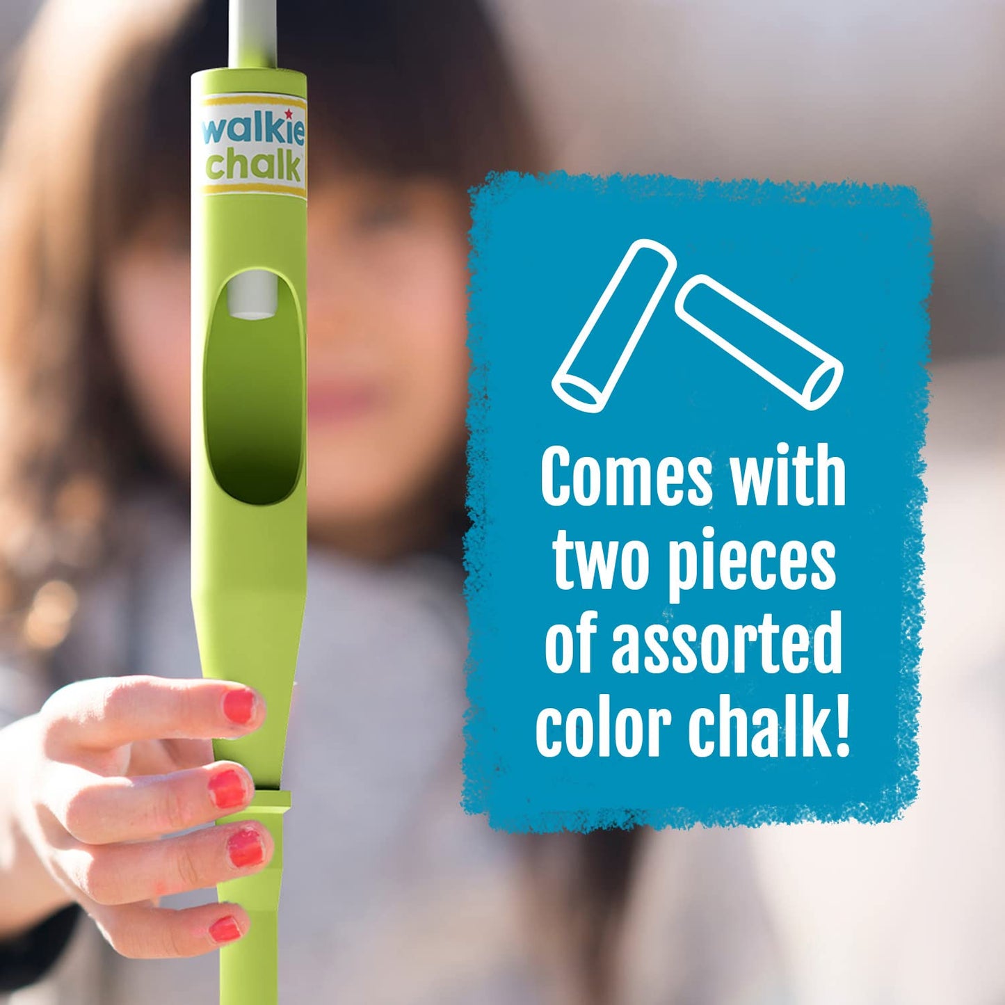 Walkie Chalk Stand-up Sidewalk Chalk Holder, (Lime), Creative Outdoor Toys for Kids and Adults Including 2X Chalks, Street Art & Playground Supplies, Accessible Fun for Everyone