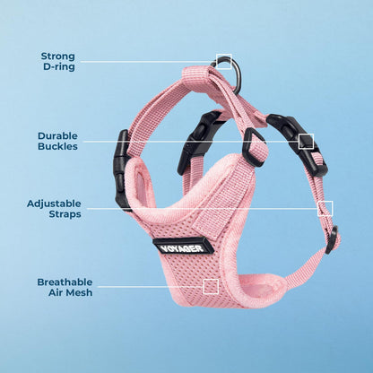 Voyager Step-in Lock Pet Harness - All Weather Mesh, Adjustable Step in Harness for Cats and Dogs by Best Pet Supplies - Pink, M