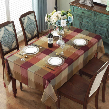 Rectangle Tablecloth Checkered Style Polyester Table Cloth Spillproof Dust-Proof Wrinkle Resistant Heavy Weight Table Cover for Kitchen Dinning Tabletop (Rectangle/Oblong, 52" x 70" (4-6 Seats), Red