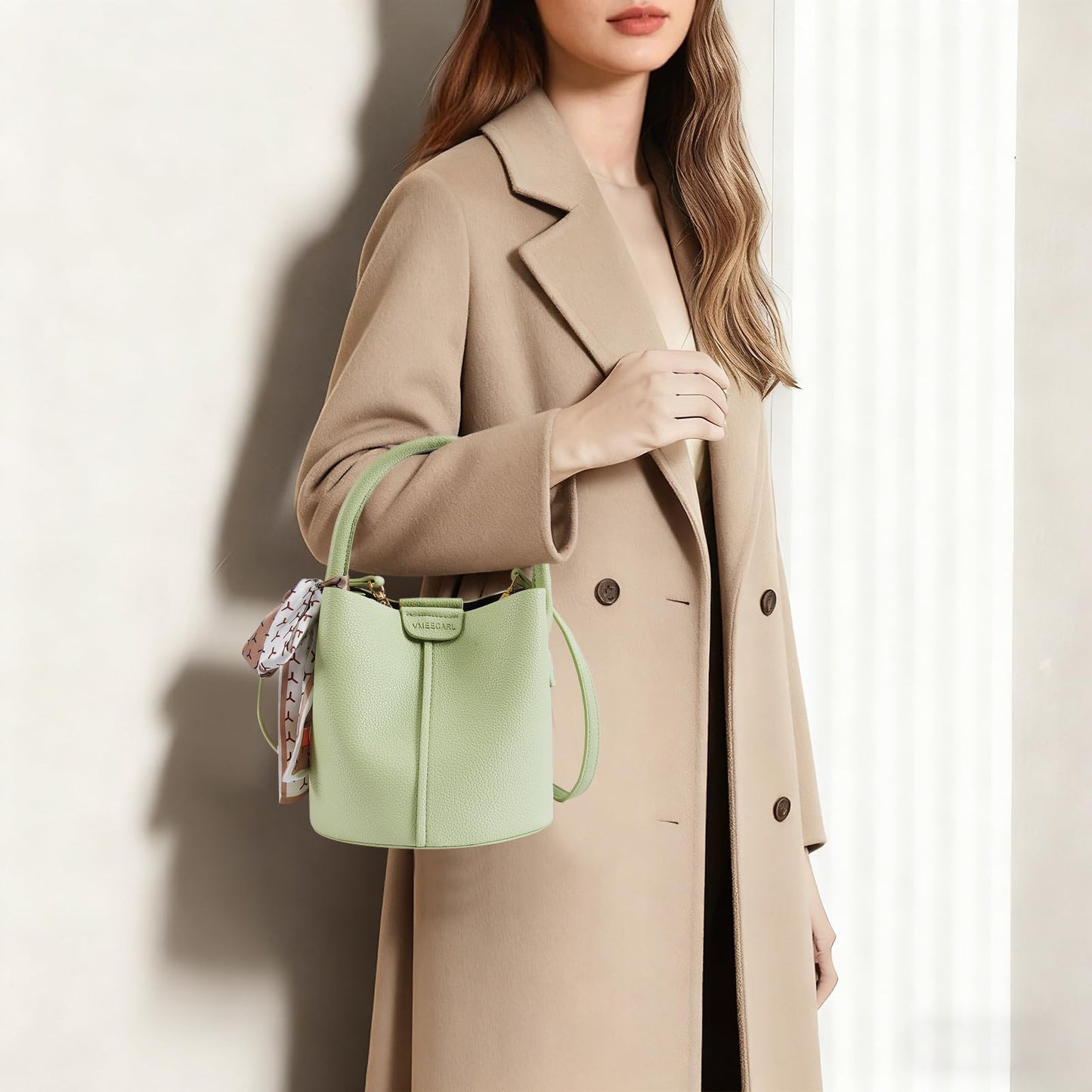 Mini Bucket Bags for Women, Vegan Leather Small Crossbody Purse with Removable Straps Trendy Top Handle Shoulder Straps
